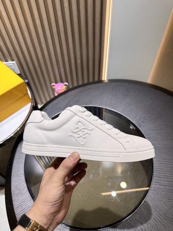 Fendi White Leather Lace Up Sneakers