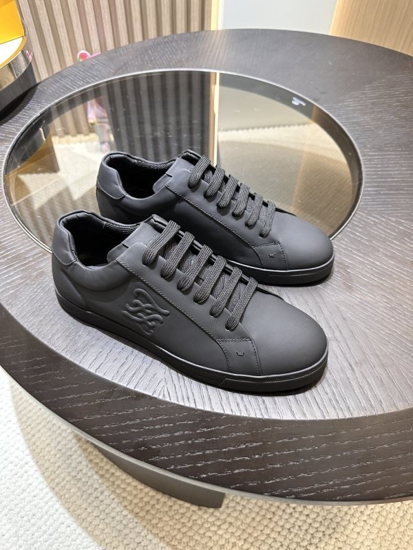 Fendi Black Leather Low Top Sneakers