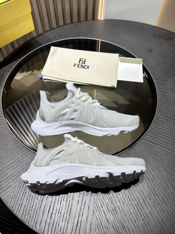 Fendi Men Tag Sneakers White Technical Mesh Running Sneakers