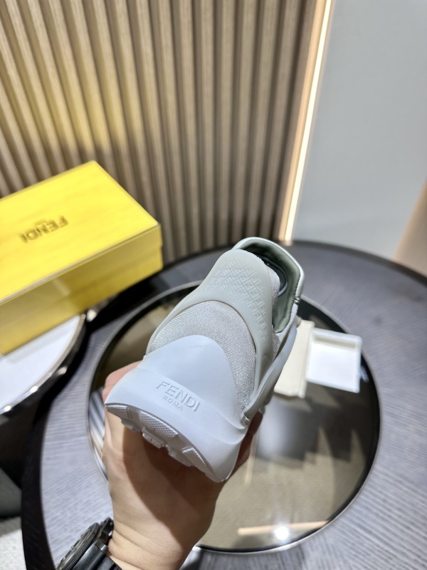 Fendi Men Tag Sneakers White Technical Mesh Running Sneakers