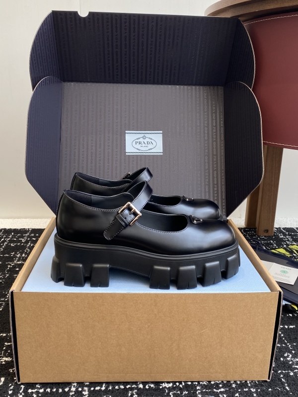 Prada Brushed leather Monolith Mary Janes