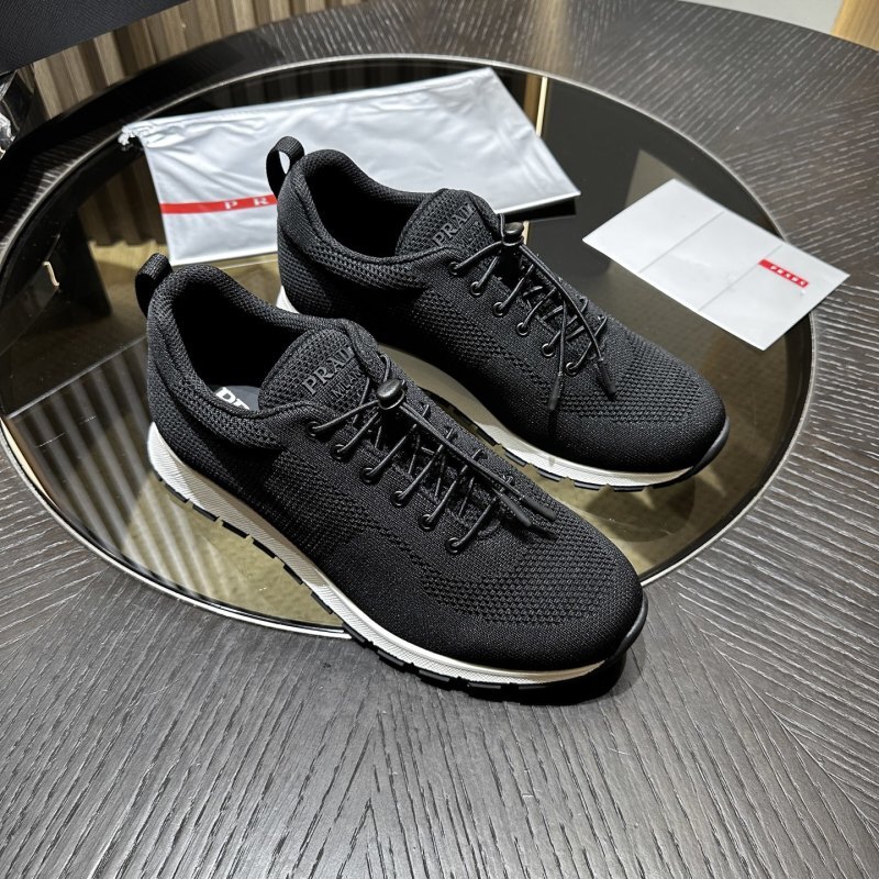 Prada Navy Stretch Knit Sneakers