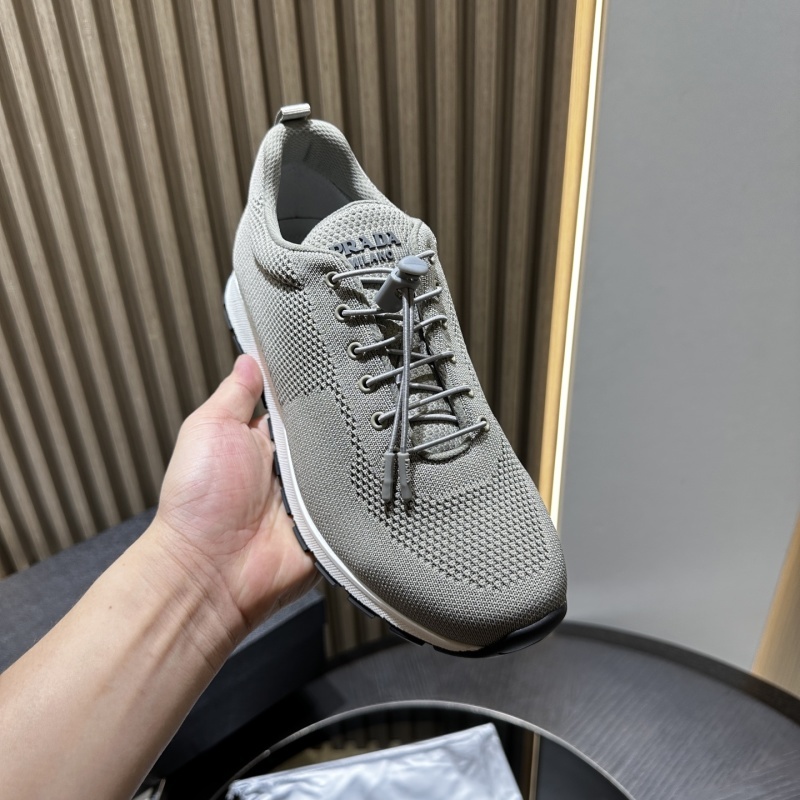 Prada Cloudy Gray Stretch Knit Sneakers