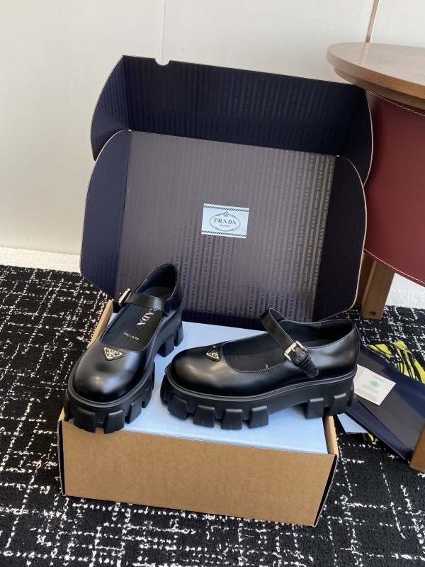Prada Brushed leather Monolith Mary Janes