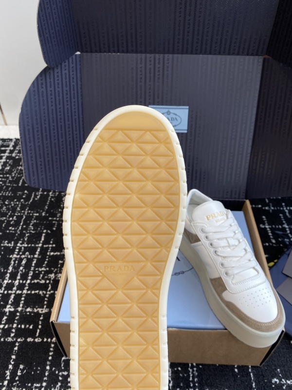 Prada Cream and White Platform Leather Sneakers