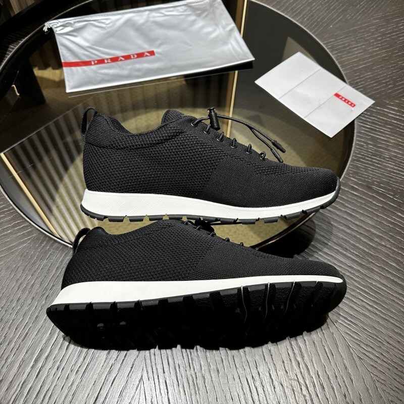 Prada Navy Stretch Knit Sneakers