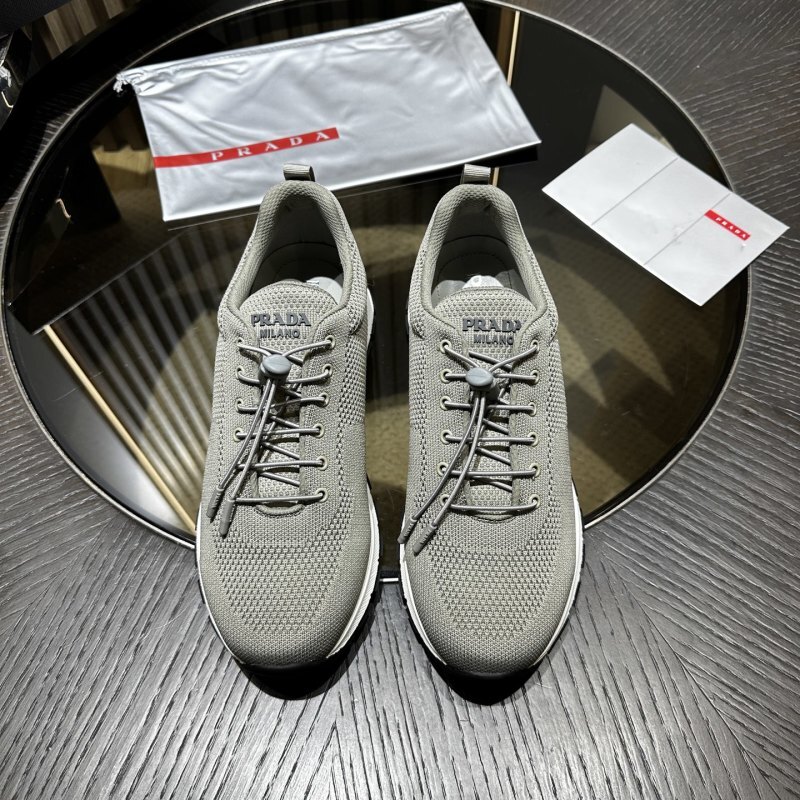 Prada Cloudy Gray Stretch Knit Sneakers