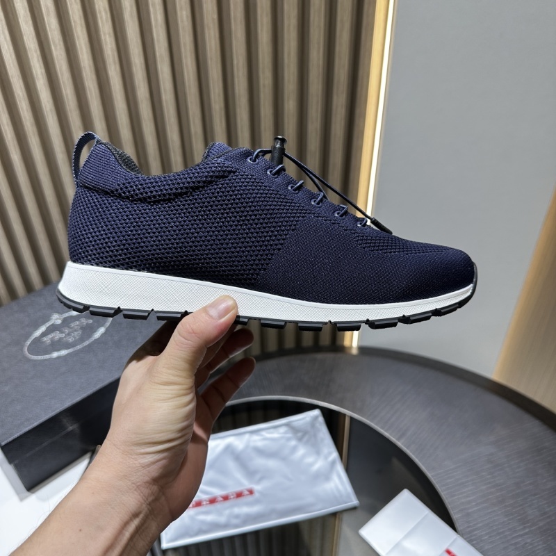 Prada Navy Stretch Knit Sneakers