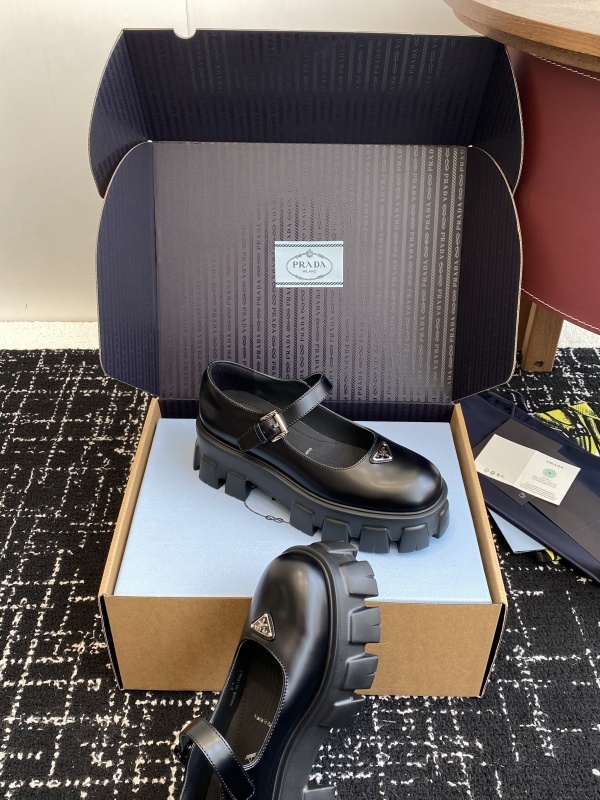 Prada Brushed leather Monolith Mary Janes