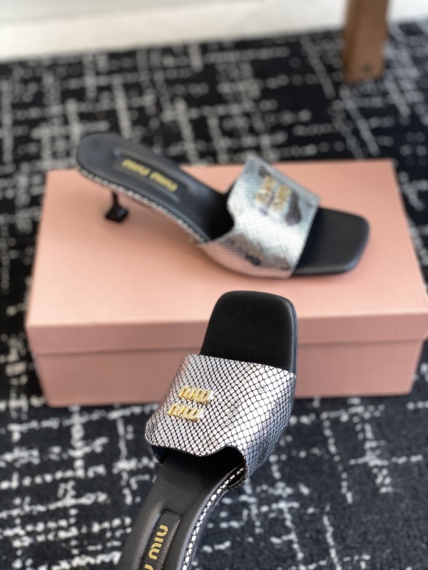 Miu Miu Satin Slides With Crystal Embellishment Shoes