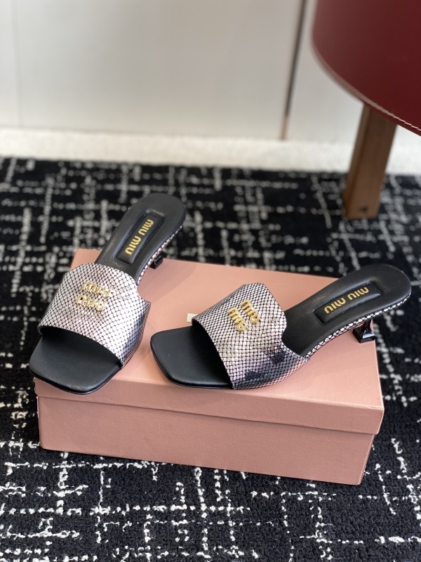 Miu Miu Satin Slides With Crystal Embellishment Shoes