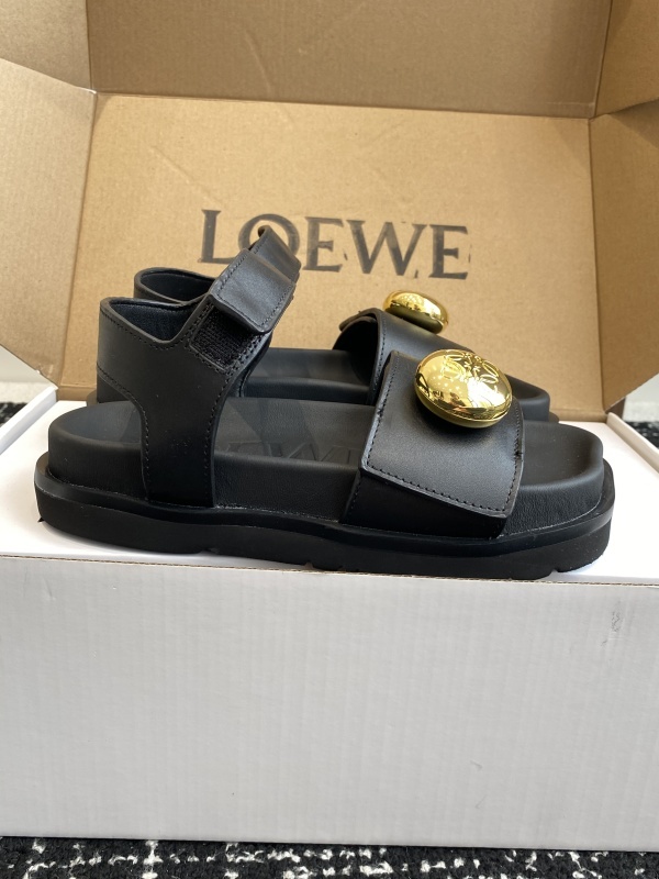 Loewe Glitter-Leather Flatform Sandals