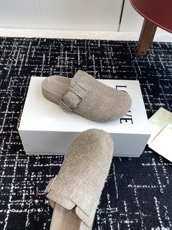 Loewe Ease Buckle Brushed Suede Mules