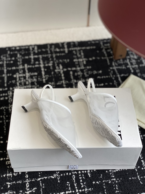 Loewe Petal Slingback Heel Sandal in Mesh White