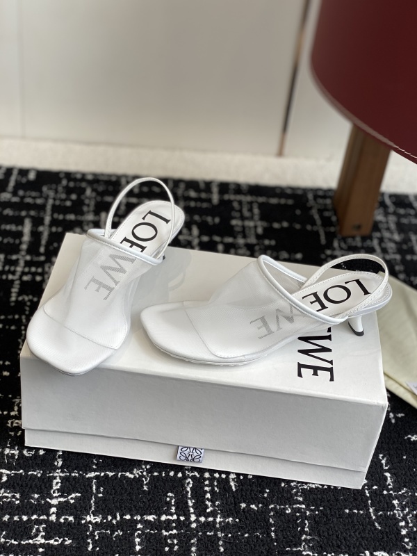 Loewe Petal Slingback Heel Sandal in Mesh White