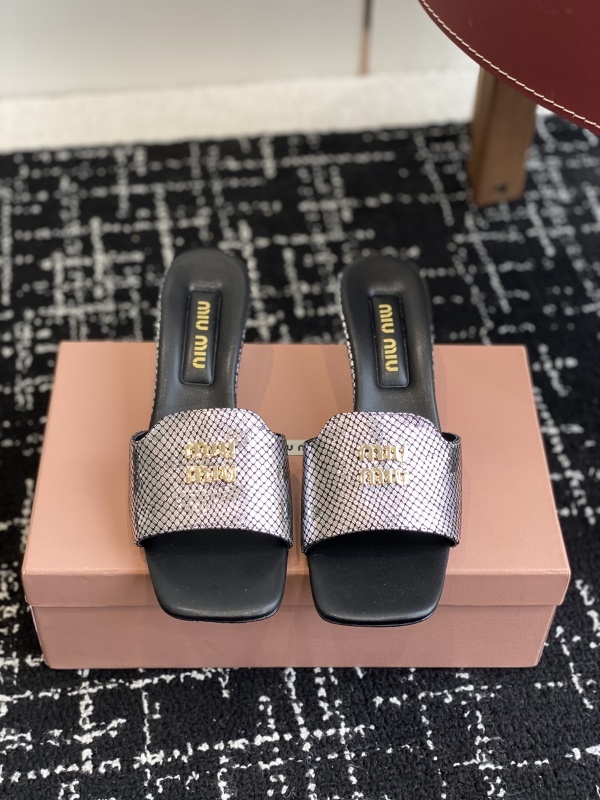 Miu Miu Satin Slides With Crystal Embellishment Shoes