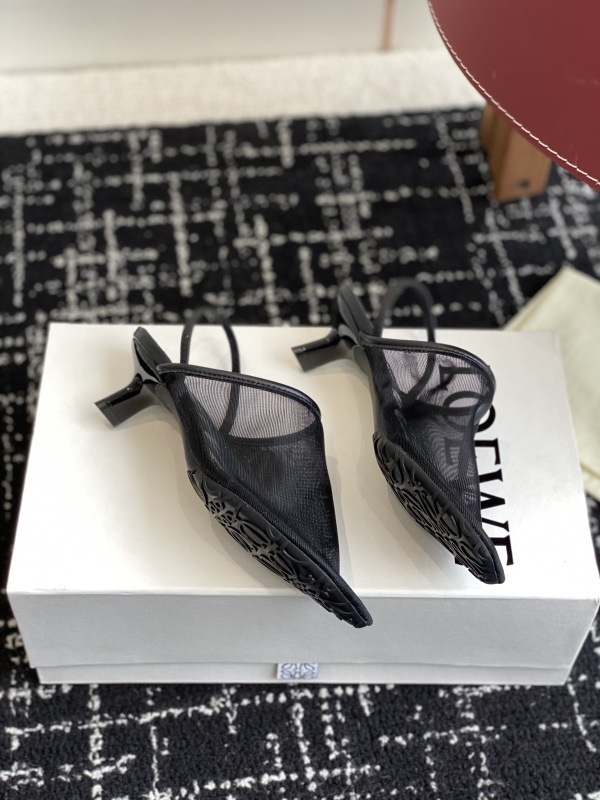 Loewe Petal Slingback Heel Sandal in Mesh Black