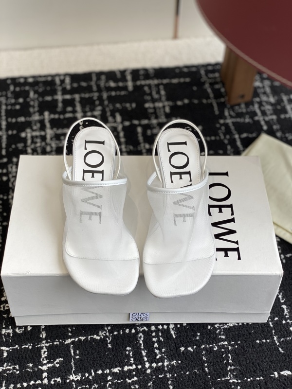 Loewe Petal Slingback Heel Sandal in Mesh White