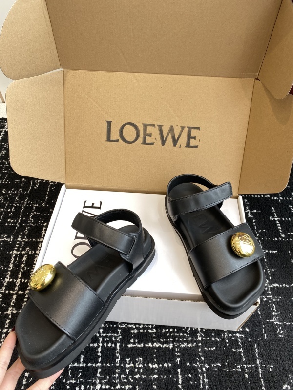 Loewe Glitter-Leather Flatform Sandals