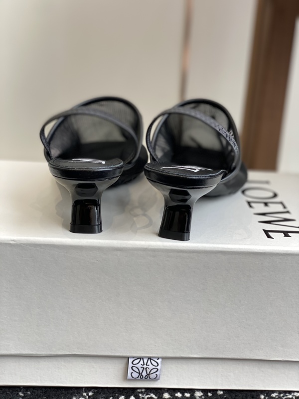 Loewe Petal Slingback Heel Sandal in Mesh Black