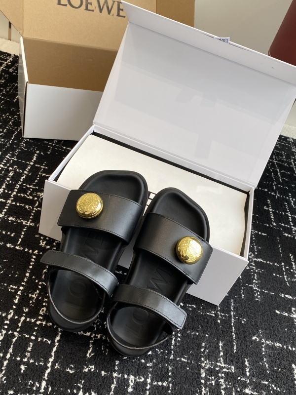 Loewe Glitter-Leather Flatform Sandals