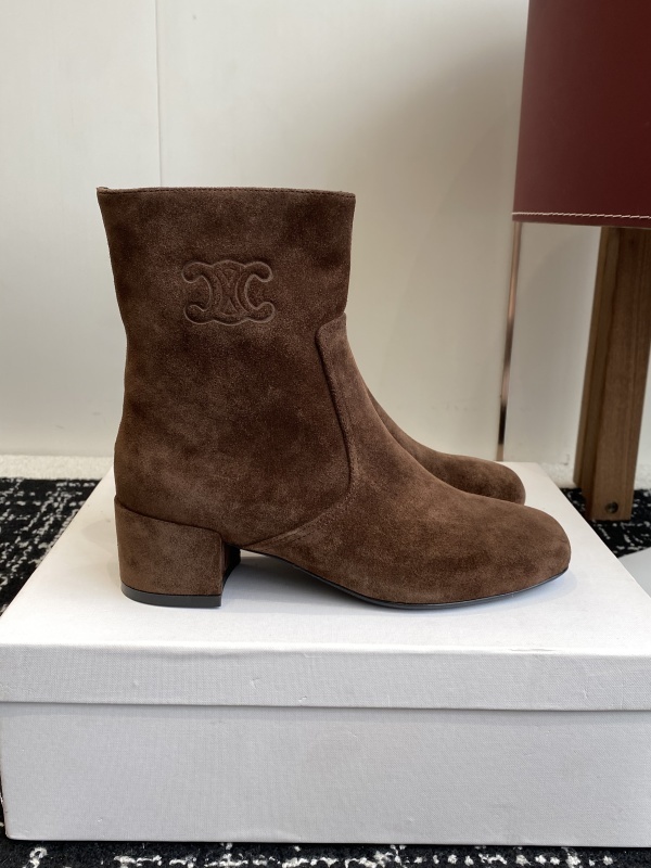 Celine Triomphe Short Boots Havana