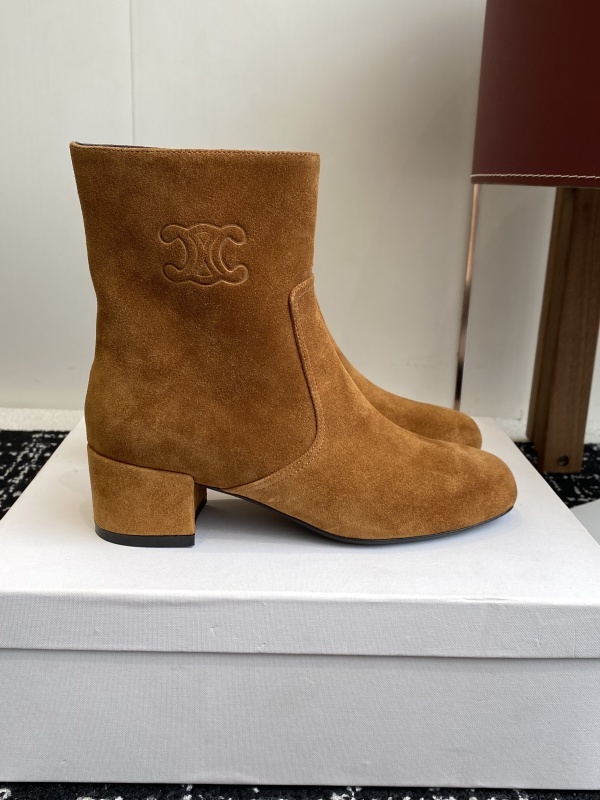 Celine Triomphe Short Boots Havana